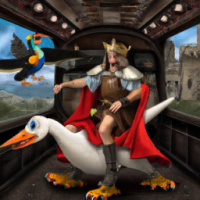 Super Mario dressed as a medieval knight riding a pterodactyl in the back of a bus, Baroque painting